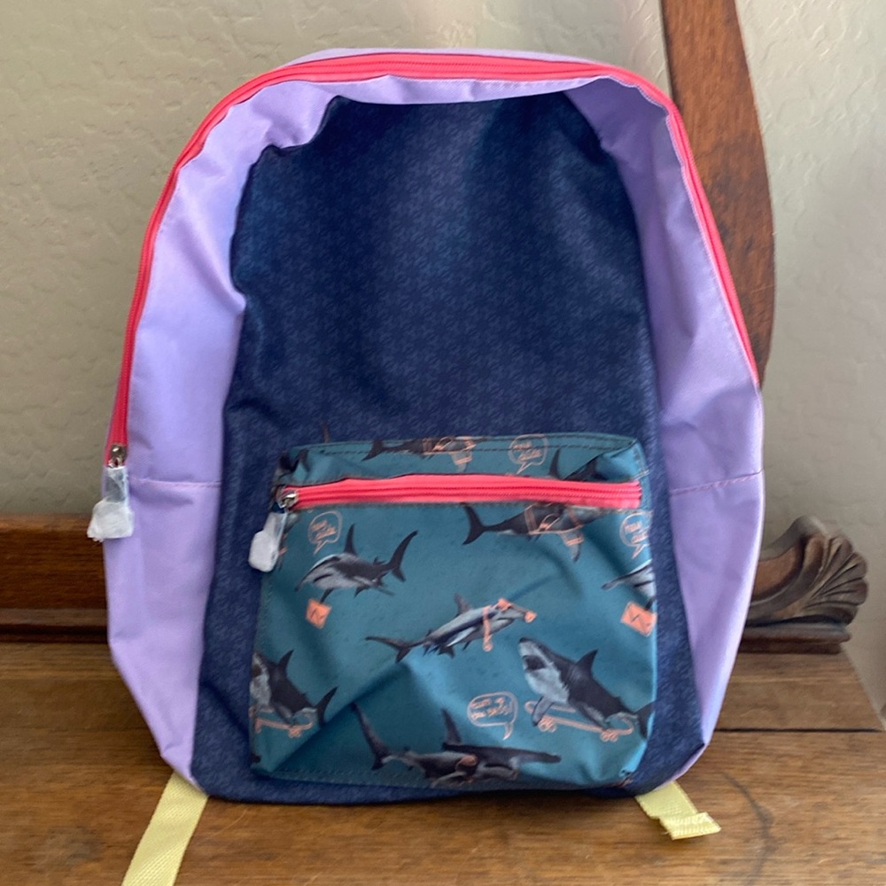 Shark pocket print backpack